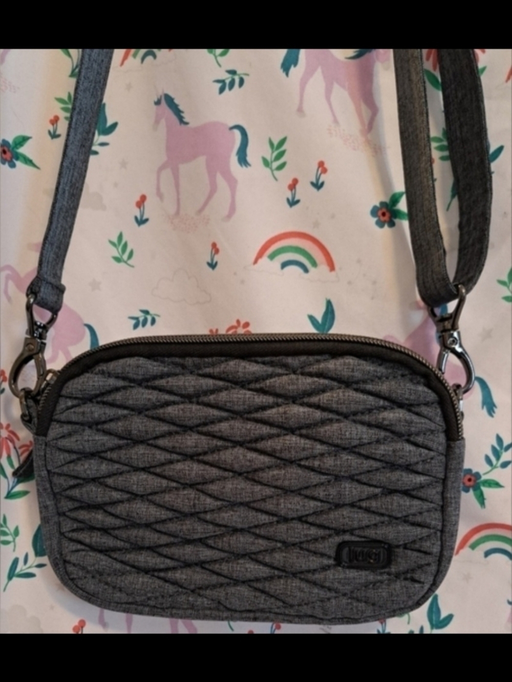 NWOT Lug Coupe Grey Quilt 2 Area Casual Everyday Neutral Crossbody Purse Bag